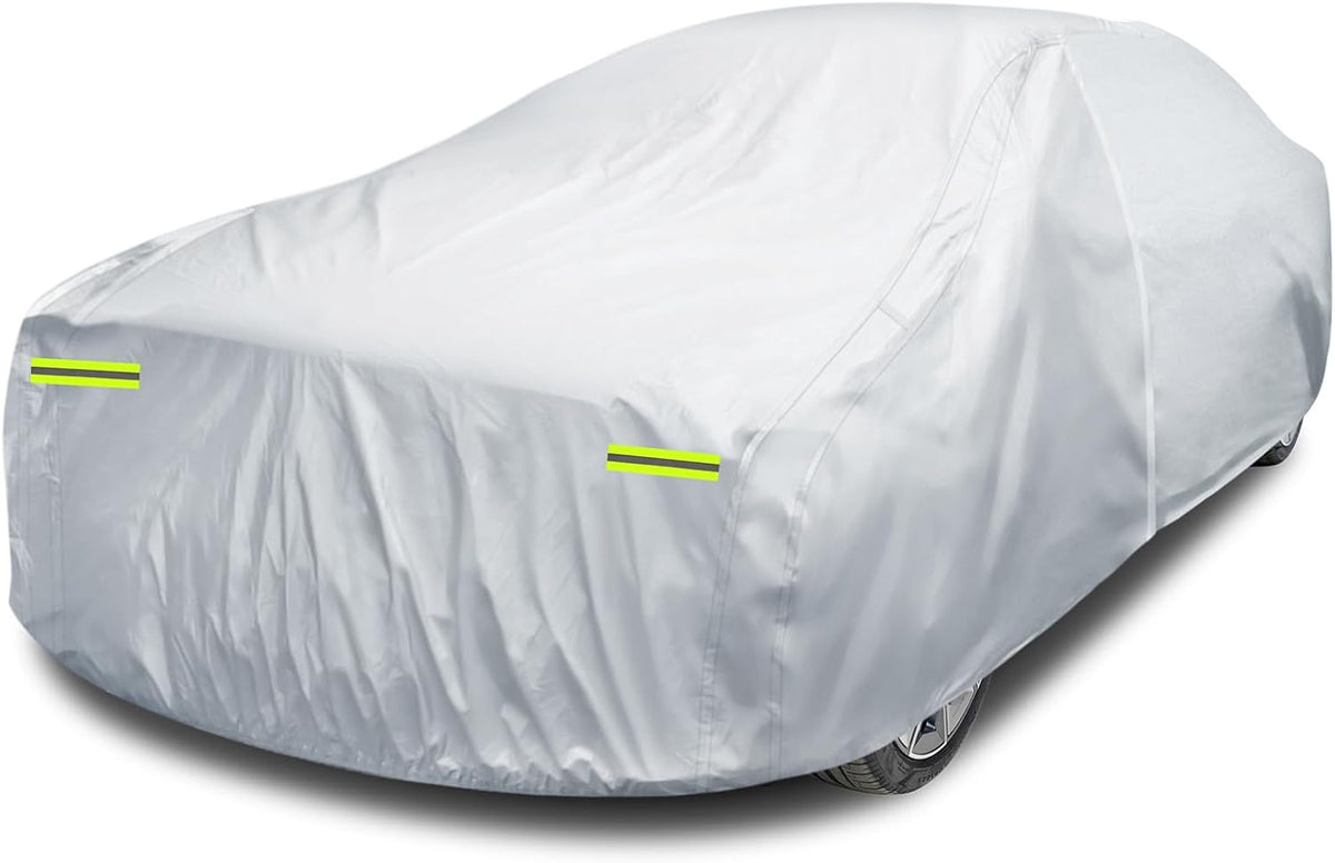 6 Layers Car Cover Waterproof All Weather for Automobiles, Size A3 with Zipper Cotton Fit for Toyota Camry, Honda Accord, Ford Mustang, Chevy Camaro/Malibu,Kia Optima/K5 (187-198 inch)