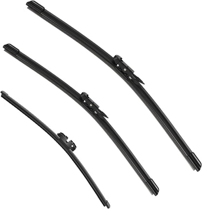 3 Pack Windshield Wiper Blades Compatible with Mazda CX-5 2017-2025 and CX-9 2016-2023, Front and Rear, 24" 18" 14" - Colors B