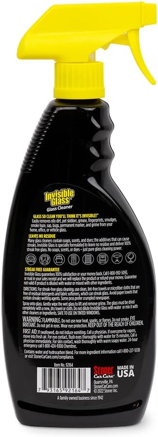 Invisible Glass 92164-2PK Premium Glass Cleaner Spray for Car Windshields and Windows, Automotive and Home Window Cleaner, Streak-Free, Ammonia-Free, Tint-Safe – 22 fl oz (Pack of 2)