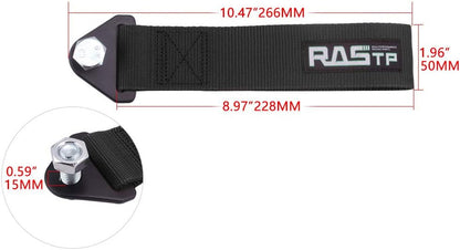 RASTP High Strength Racing Tow Strap, Tow Hook Fit for Front or Rear Front Bumper Decorative Trailer Belt (Black)