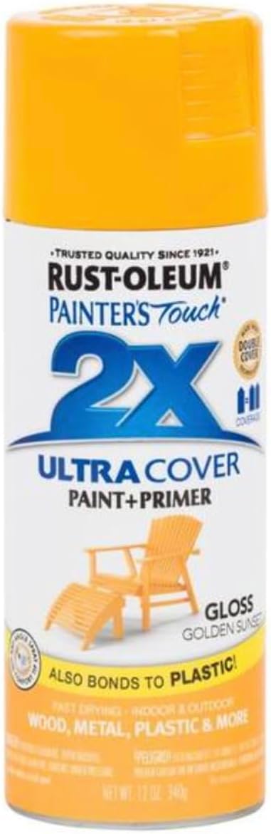 Rust-Oleum 334029 Painter's Touch 2X Ultra Cover Spray Paint, 12 oz, Gloss Clear - Colors B