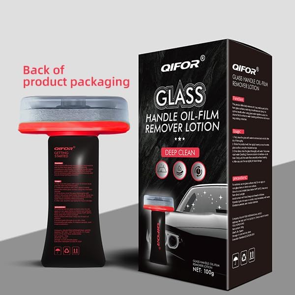 QIFOR Oil Film Remover for Car Windshields and Windows, Automotive Glass Cleaner for Oil Residue & Road Grime, Improves Visibility & Safe Driving (1 PCS)