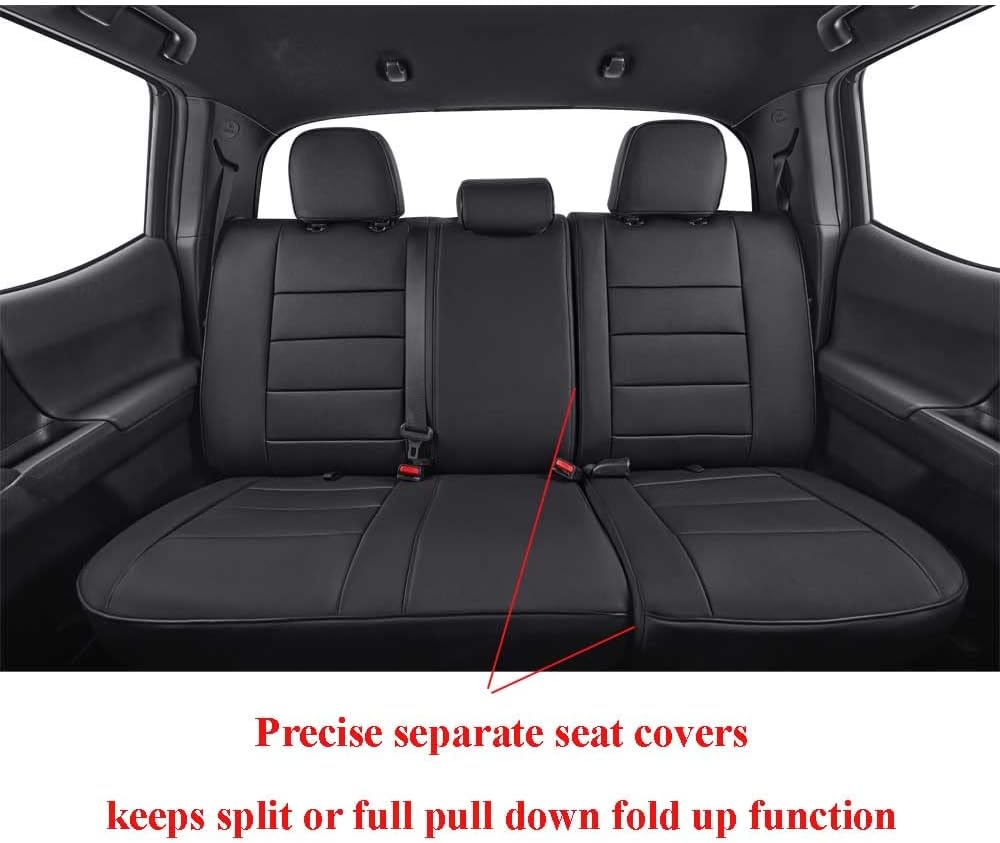 EKR Tacoma Car Seat Covers Custom Fit for Toyota Tacoma (Petrol) 2024 2025 2026 DoubleCab/CrewCab SR/SR5/TRD Sport/TRD Off-Road/Limited -Truck Seat Covers Full Set,Faux Leather(Black)