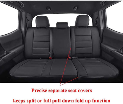 EKR Tacoma Car Seat Covers Custom Fit for Toyota Tacoma (Petrol) 2024 2025 2026 DoubleCab/CrewCab SR/SR5/TRD Sport/TRD Off-Road/Limited -Truck Seat Covers Full Set,Faux Leather(Black)