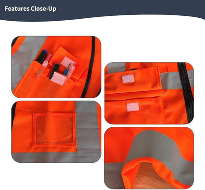 Reflective Safety Vest for Women Men High Visibility Security With Pocket Zipper Front Meet ANSI/ISEA Standard