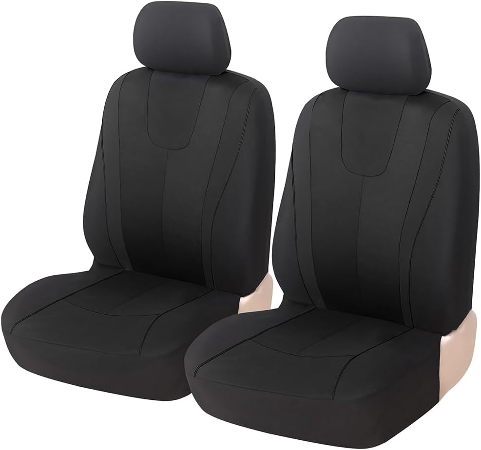 ZIMISI 4PCS Car Front Seat Covers, Comfort Breathable Vehicle Seat Protector Cover, Universal Automotive Interior Accessories for Car, SUV, Truck (Grey/Black)