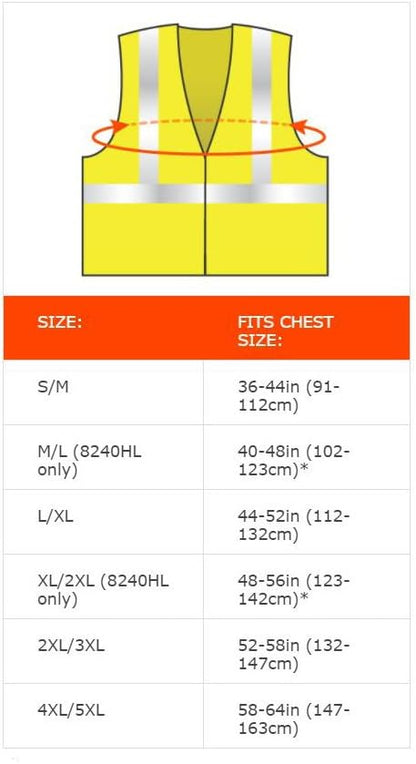 Ergodyne GloWear Reflective Safety Vest, Yellow, Orange, Mesh, Adults, Unisex, Hi-Visibility Safety Vest, Vest