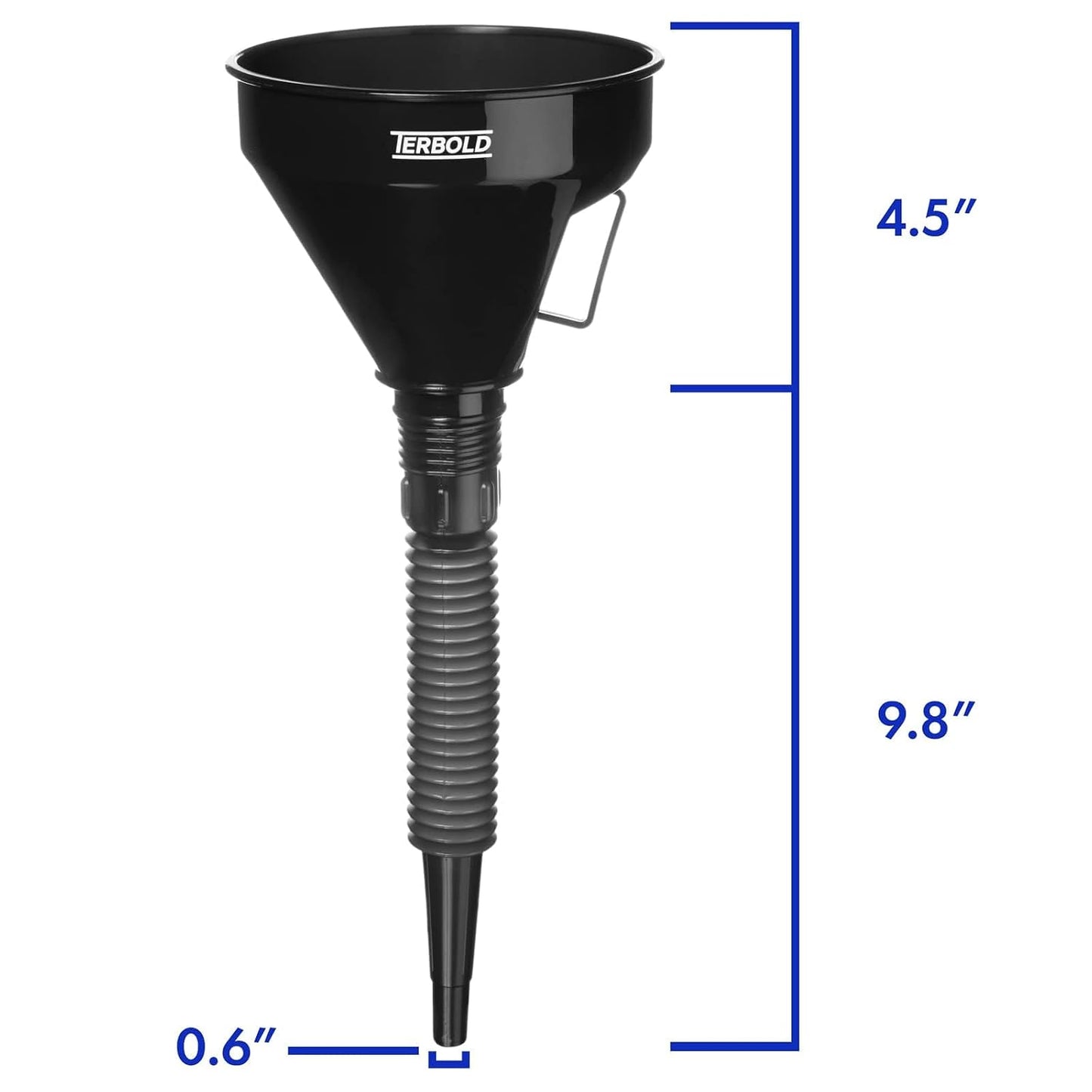 Automotive Flex Funnel with Hose | Wide Mouth Flexible Oil Funnel for Automotive Use - Gas, Transmission Fluid, Car Fuel, Oil Change (Blue)