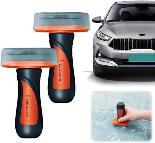 Pousbo 2PCS Glass Oil Film Remover for Car, Windshield Cleaner Tool for Automotive Windshield, Auto Glass Cleaner Emulsion for Rain and Anti-Fog, Streak Free Crystal Clear View (100ml Rain Repellent)