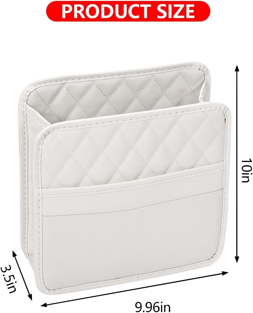 Mandark Car Seat Back Organizer, PU Leather Vehicle Backseat Hanging Storage Pocket, Multipurpose Auto Travel Essentials Accessories for Kids & Adults, Universal for Most Cars (Black)