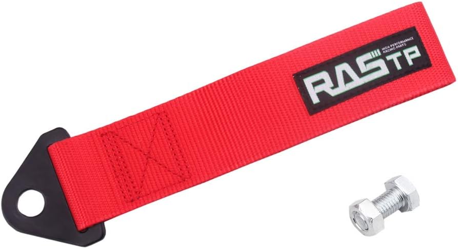 RASTP High Strength Racing Tow Strap, Tow Hook Fit for Front or Rear Front Bumper Decorative Trailer Belt (Black)