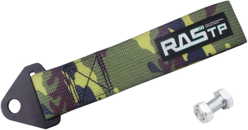 RASTP High Strength Racing Tow Strap, Tow Hook Fit for Front or Rear Front Bumper Decorative Trailer Belt (Black)
