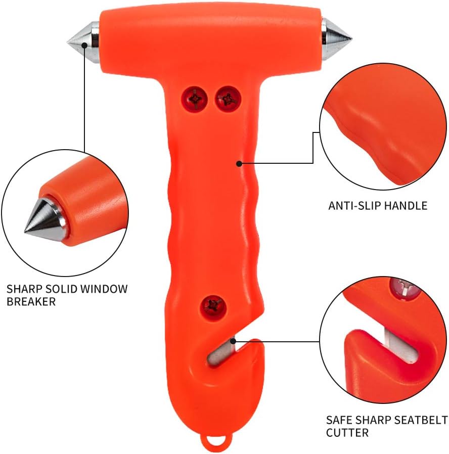 MOTORBUDDY 2-Pack Car Safety Hammer Seatbelt Cutter, Auto Emergency Escape Hammer with Window Glass Breaker and Seat Belt Cutter, Striking Red Escape Tool for Car Accidents
