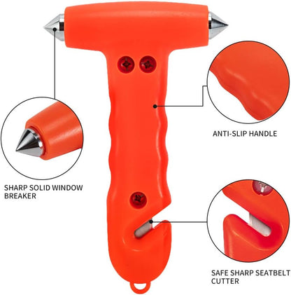 MOTORBUDDY 2-Pack Car Safety Hammer Seatbelt Cutter, Auto Emergency Escape Hammer with Window Glass Breaker and Seat Belt Cutter, Striking Red Escape Tool for Car Accidents