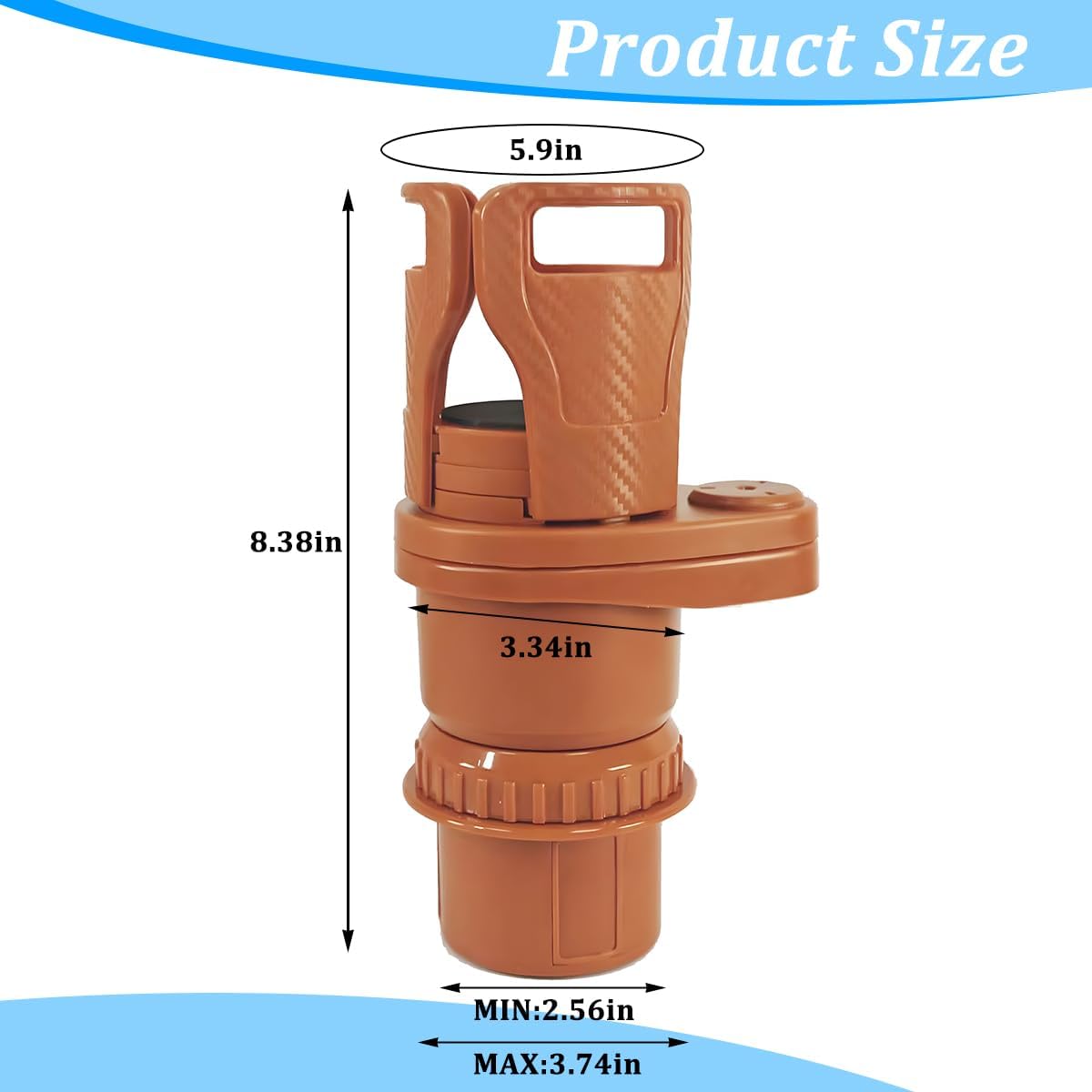 2 in 1 Car Cup Holder Expander, Multifunctional 360° Rotating Vehicle Cup Holder Adapter with Adjustable Base, Auto Interior Drinks Bottles Expander, Universal for Sedan RV Truck