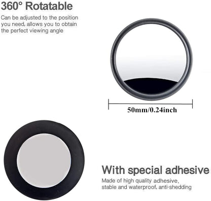 2 pcs Blind Spot Mirrors, 2" Round HD Glass Convex 360° Wide Angle Side Rear View Mirror with ABS Housing for Cars SUV and Trucks, Black, Pack of 2