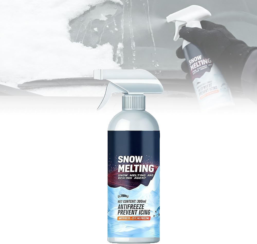 Deicing Spray 300ml,Deicer for Car Windshield,Deicing Agent,Antifreeeze Prevent Icing,Snow Melting Spray for Car Windows,Car Winter Essentials,Quick Ice & Snow Melting Spray (2pcs)