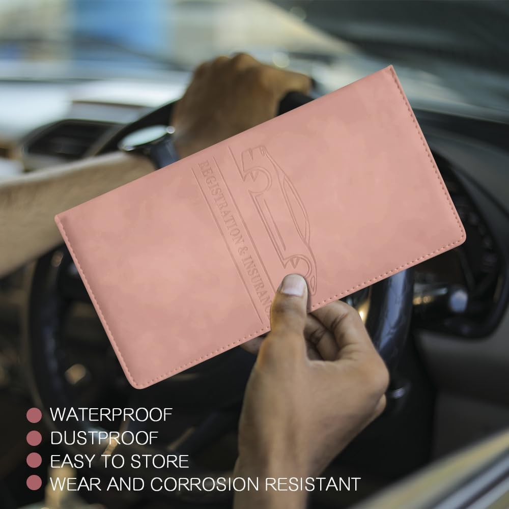 Car Registration and Insurance Holder, Registration and Insurance Card Holder, Auto Glove Box Organizer with Magnetic Shut, PU Leather Automobile Documents Wallet for Cards (Dark Green)