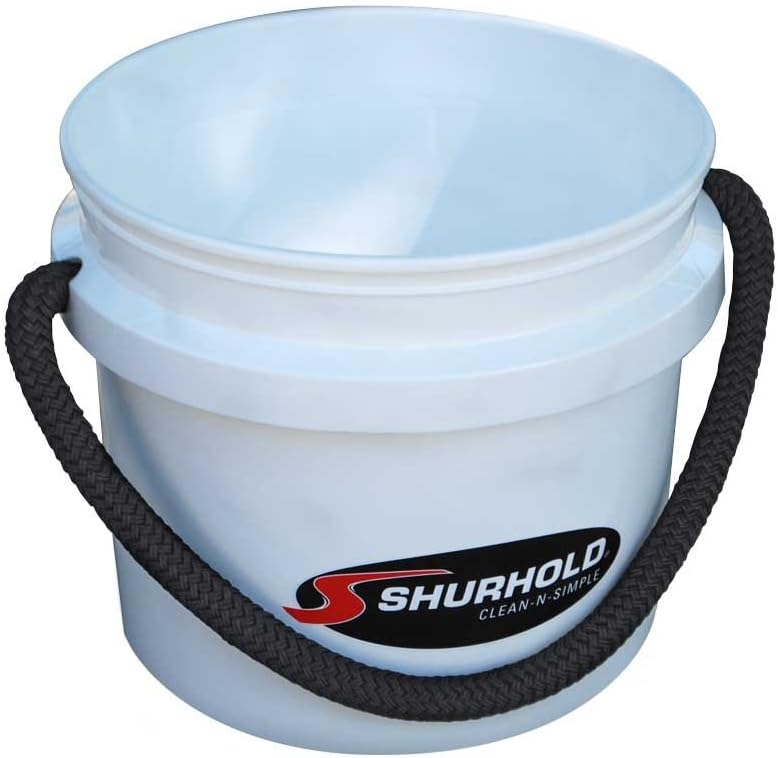 SHURHOLD 3.5 Gallon Heavy Duty World's Best Rope Handle Molded Plastic Bucket, for Boats, Cleaning, Fishing, Storage, and Refuse - White