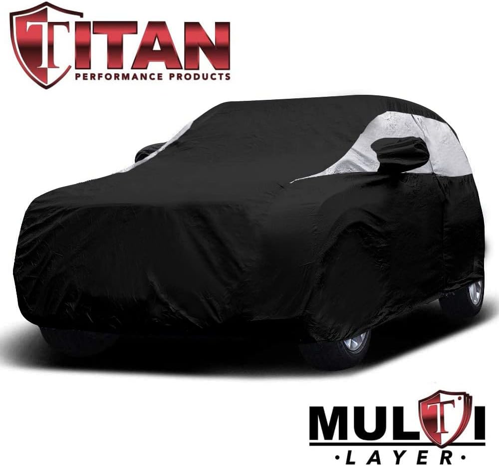 Titan Premium Multi-Layer PEVA Car Cover for Compact SUV 170-187". Waterproof, UV Protection, Anti-Scratch Protective Lining, Driver-Side Zippered Opening. Fits Rav4, Rogue, CR-V and More.