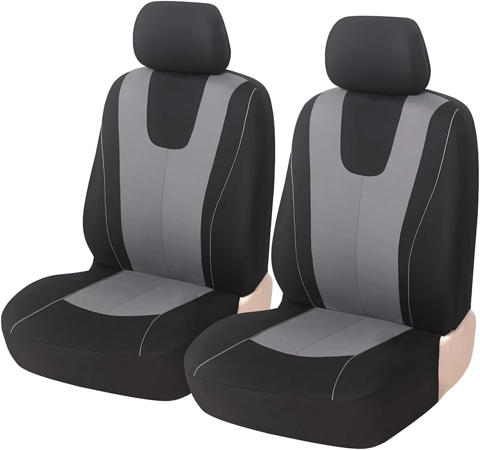 ZIMISI 4PCS Car Front Seat Covers, Comfort Breathable Vehicle Seat Protector Cover, Universal Automotive Interior Accessories for Car, SUV, Truck (Grey/Black)