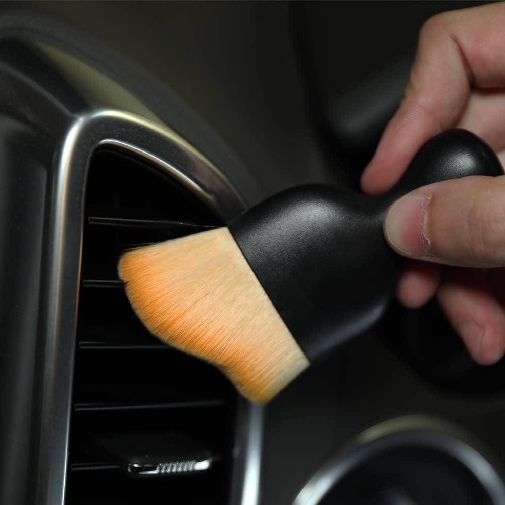 AOCISKA Car Interior Detailing Brush,Soft Bristle Cleaning Brush Car Detailing Brush Dusting Brush,Car Interior Cleaning Tool,Auto Detail Brush Car Dash Duster Brush (Black)