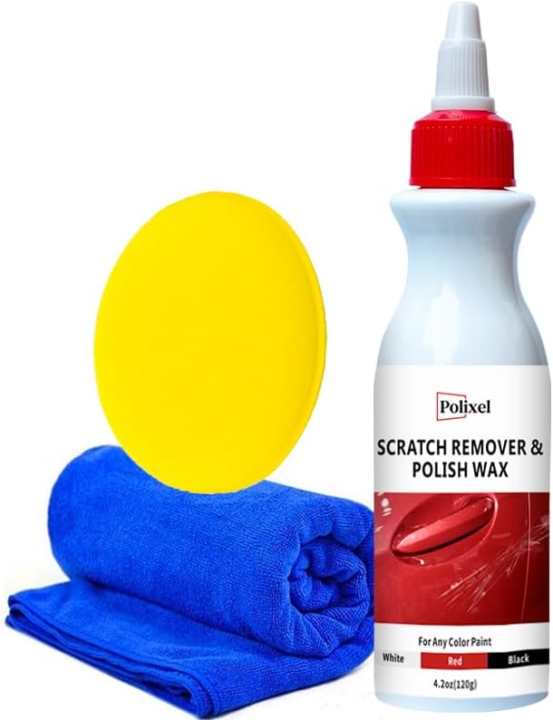Car Scratch Remover Wax & Rubbing Compound for Vehicles Paint Scratch Repair for Light Scratches, Swirl Marks & Scuffs Complete Kit for All Paint Colors with Polishing Pad & Towel 4.2oz