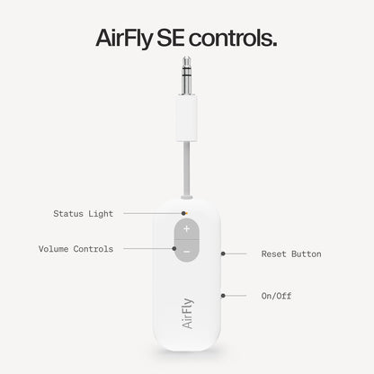 AirFly Pro 2 Deluxe – Bluetooth Adapter for Airplane, Pair 2 AirPods or Wireless Headphones – 3.5mm AUX Bluetooth Transmitter/Receiver for Cars, Boats, Treadmills, TVs – Airplane Travel Essentials