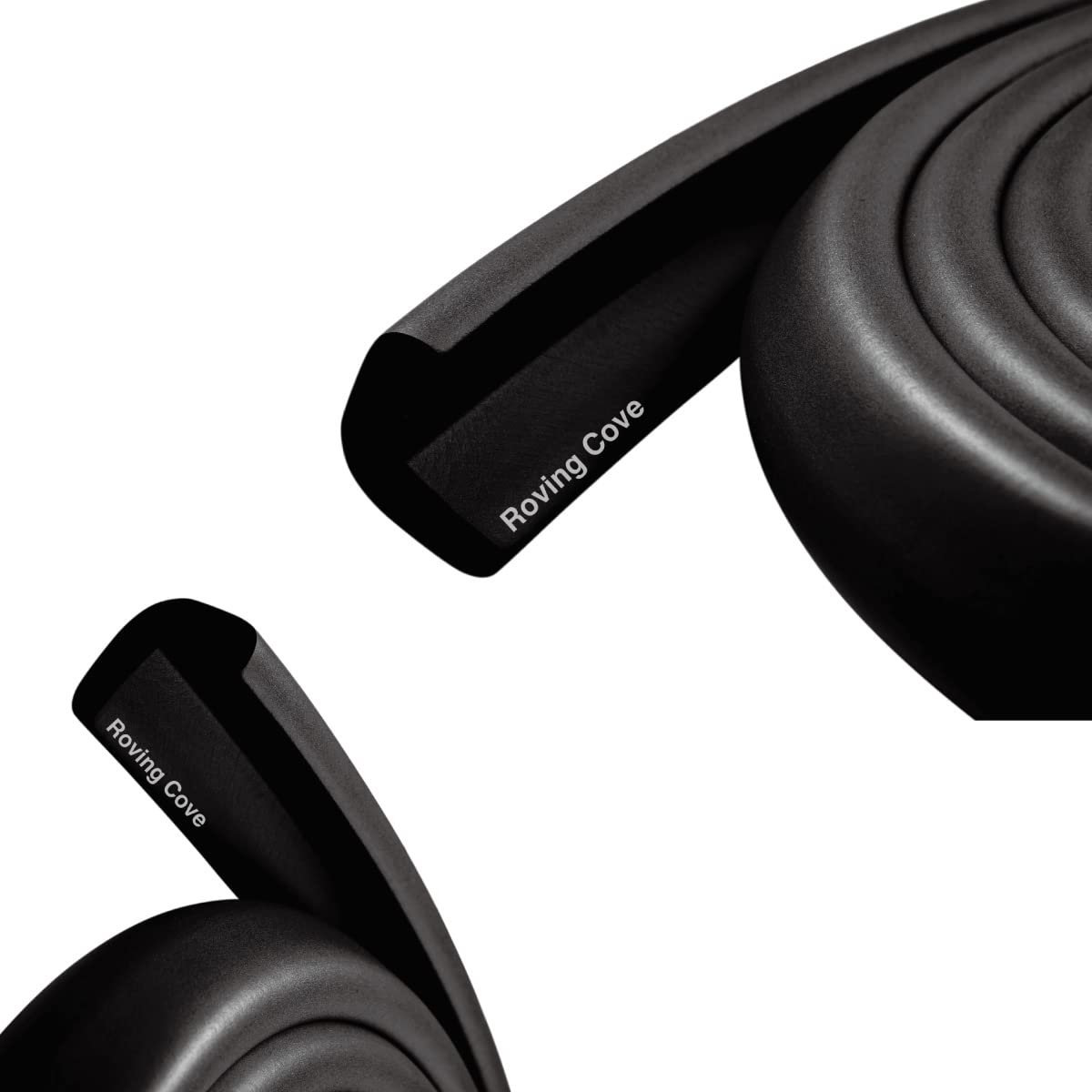 Roving Cove HeftyFit Edge Protector for Baby Proofing (6ft Large Edge Only), Heavy-Duty Soft Rubber Foam Furniture Edge Bumper Guards, Desk Edge Cushion, Wall Corner Covers, 3M Adhesive, Onyx Black