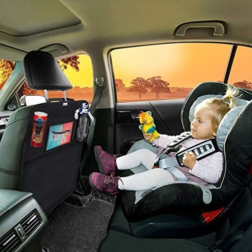 Meolsaek Kick Mats Back Seat Protector, Waterproof Oxford Seat Back Protector, Car Seat Back Protector for Kids, Back of Seat Protector for Kids Feet Car Seat (Black A -1pc)
