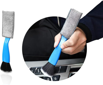 Ziciner 2 PCS Double Head Brush for Car Clean, Soft Auto Interior Duster Detailing Brushes, Universal Vehicle Dashboard Screen, Air Vents, Computer etc Cleaning Tool Accessories (Black)