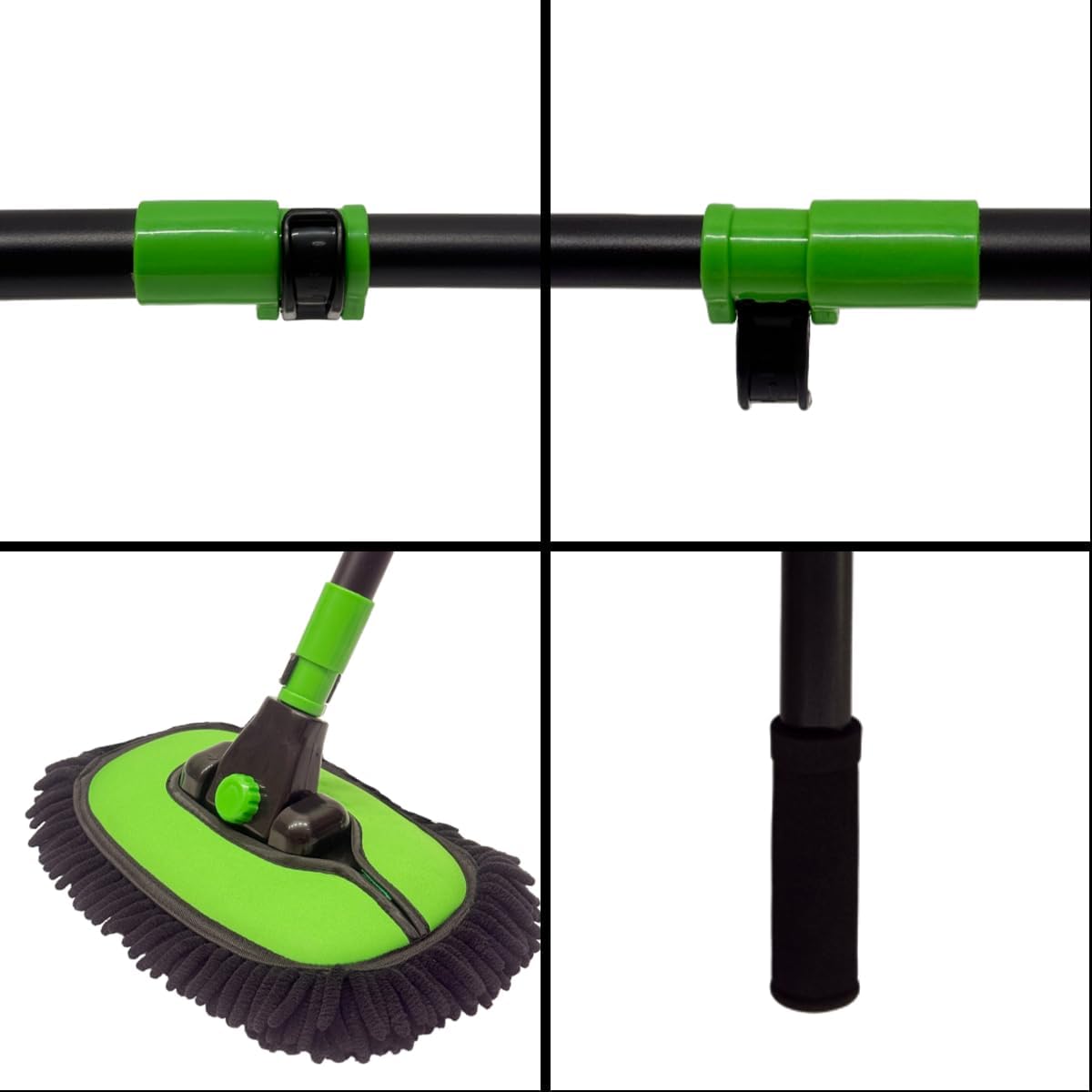 57'' Car Wash Brush with Long Handle Chenille Microfiber Car Wash Kit， Mitt Retractable Bent Pole Car Wash Brush for Cars RV Truck Boat (Yellow)
