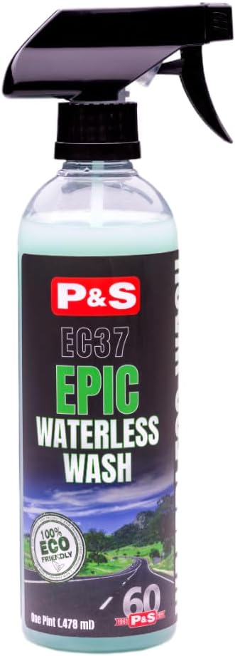 P&S Professional Detail Products Epic Waterless Wash – No-Water Car Cleaner, Polymer Gloss Intensifier, Safe on Paint, Metal & Glass, Quick Detailer & Wax Alternative, 1 Pint