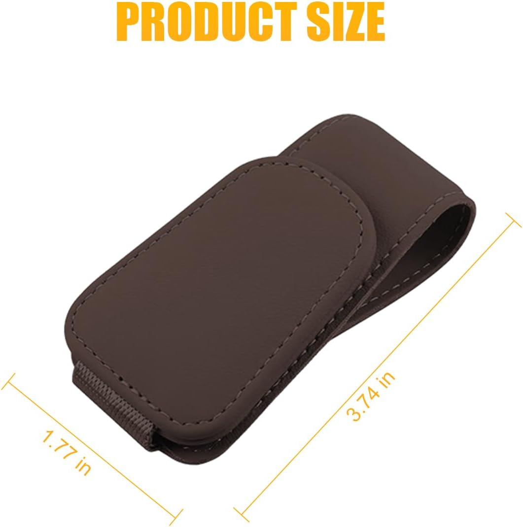 AICEL Sunglasses Holders for Car Sun Visor, Leather Eyeglasses Hanger Mounter, Magnetic Glasses Holder and Ticket Card Clip, Auto Interior Accessories Universal for SUV Pickup Truck