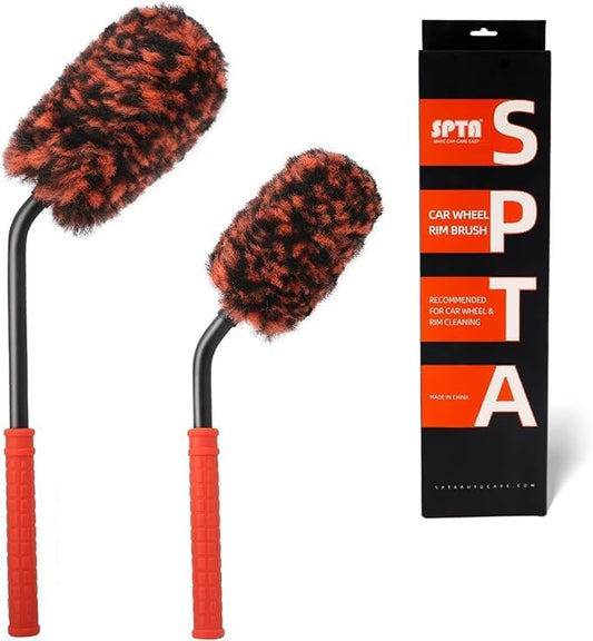 SPTA Rim Cleaner Brush, 3 Pcs Synthetic Ultimate Wheel Brush Set, Flat Spoke Wheel Cleaning Brush, Car Wheel Brush, Brush for Cleaning Wheels, Safe for Cars, Trucks, SUVs, RVs, Motorcycles & More