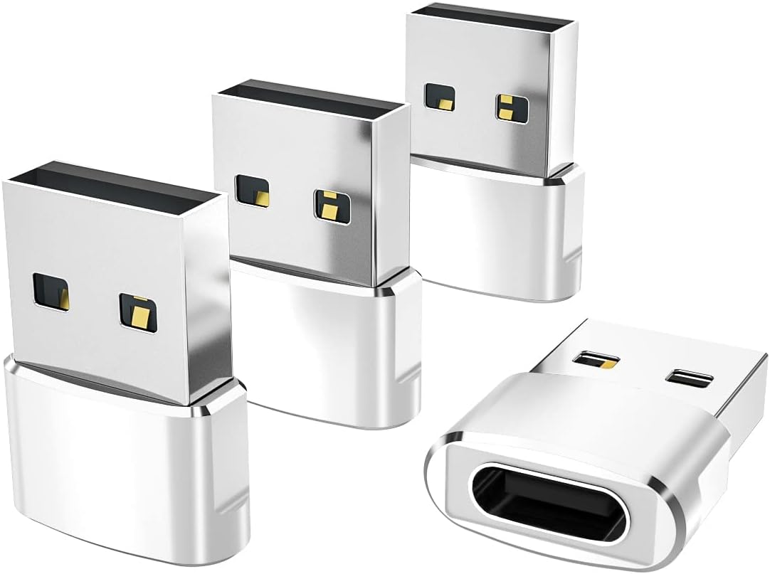 Elebase USB to USB C Adapter for iPhone 17 4Pack,USBC Female to A Male Car Charger Adapter,Type C Converter Apple 17e 16 Pro Max 15 14 Plus,iWatch Watch 11 10 Ultra 3,iPad Air,Samsung Galaxy S26