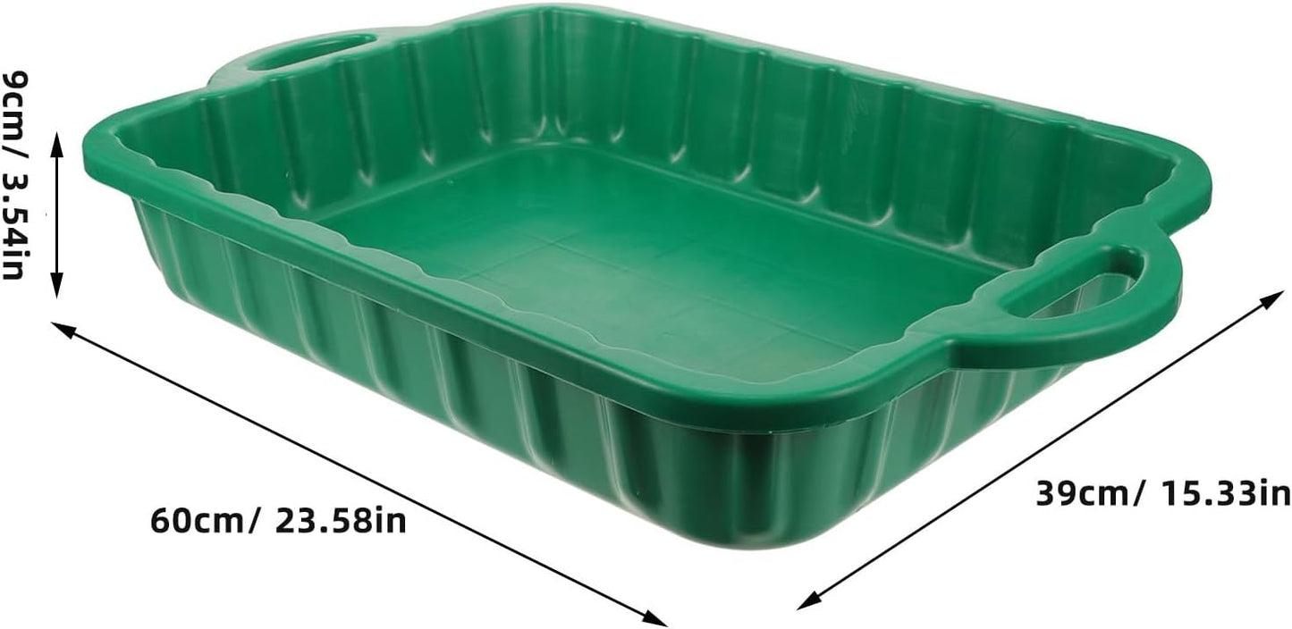 CALLARON 23.5" Oil Drain Pan for Car, Heavy Oil Change Collector Pan Leakproof, Plastic Large Transmission Drain Pan, Changing Oil Pans for Car Truck Engine, Transmission, Fluid Change(Green)