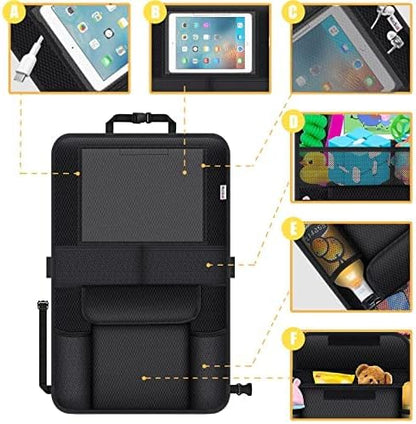 Meolsaek Kick Mats Back Seat Protector, Waterproof Oxford Seat Back Protector, Car Seat Back Protector for Kids, Back of Seat Protector for Kids Feet Car Seat (Black A -1pc)