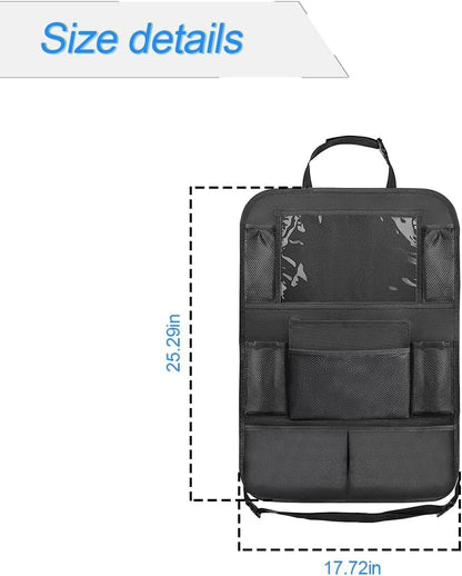 2Pack Car Seat Back Organizer, Kick Mats Backseat Car Storage with Touch Screen Tablet Holder, Waterproof Car Back Seat Protector for Kids, Vehicle Back Seat Organizer for Travel Accessories