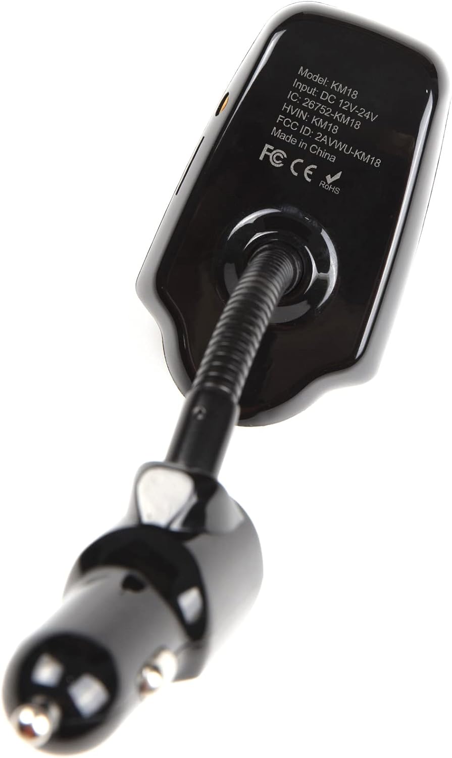 Nulaxy KM18 Bluetooth 5.4 Car Adapter with 1.44" Clear Display & Flexible Gooseneck - FM Radio Transmitter & Bluetooth Receiver for Hands-Free Calls, Wireless Music via BT/FM/AUX/TF, USB Car Charger