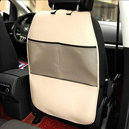 HCMAX 2 Pack Kick Mat Car Seat Back Protector Waterproof Easy to Clean Multifunctional Organizer Storage Bag Travel Accessory PU Leather Black