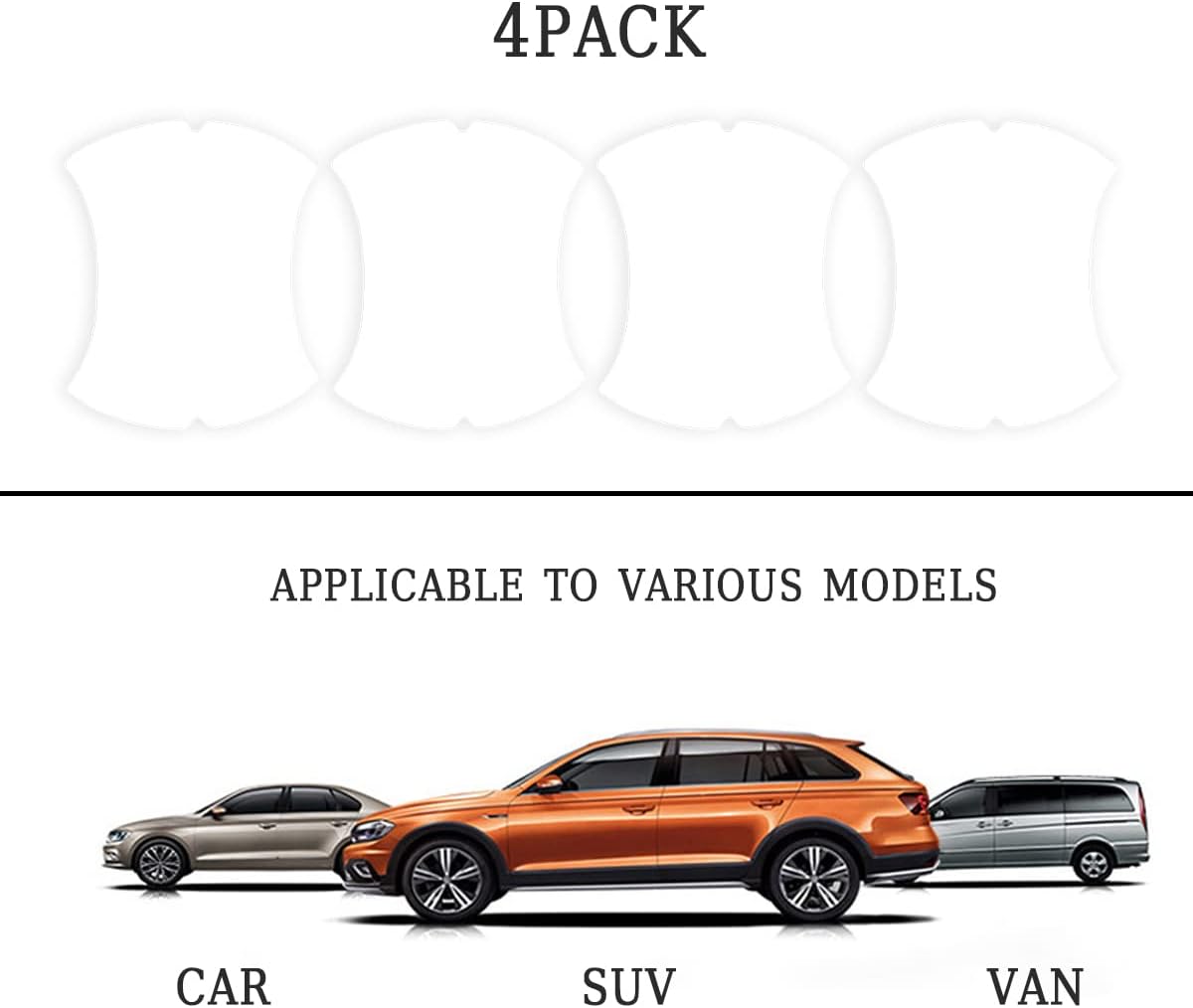 4PCS Sticker, Carbon Fiber Anti-Scratches Car Door Cup Protector, Non-Marking Auto Door Handle Protective Film, Universal for Most Car Handles (Black/4PCS)