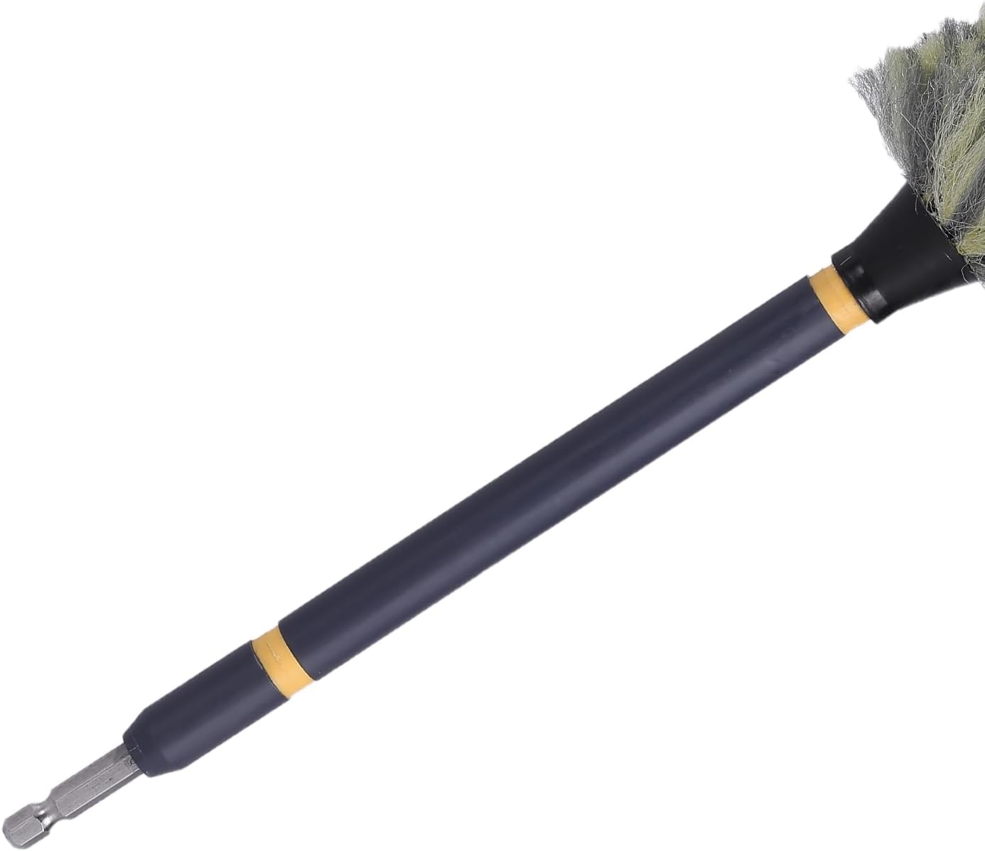 Mr. Detroit - Drill Wheel Brush w/Durable Soft Wool Microfiber Bristles and Steel Shaft for Car Tires, Wheels, Rims, Brakes and Any Other Narrow Spaces| Rim Brush Cleaning Tool w/Non-Scratch Bristle
