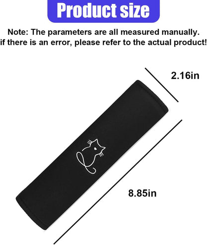 2PCS Car Seat Belt Covers, Breathable Soft Seat Strap Cushion Pad for Neck Shoulder Protection, Universal Safety Vehicle Interior Harness Pad Accessories for Cars, SUVs, Trucks (Cat)