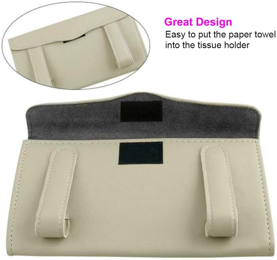 Fredysu Car Visor Tissue Holder, Sun Visor Napkin Holder Backseat Tissue Case, Premium Car Tissue Box for car, Vehicle (Black)