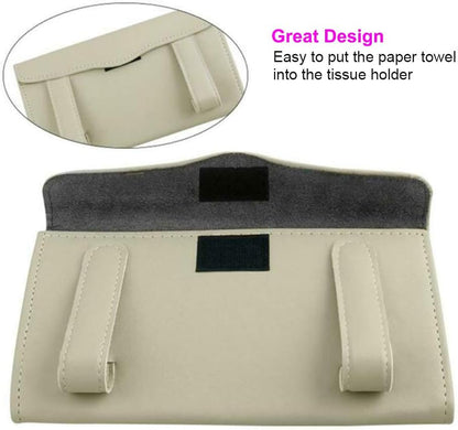 Fredysu Car Visor Tissue Holder, Sun Visor Napkin Holder Backseat Tissue Case, Premium Car Tissue Box for car, Vehicle (Black)