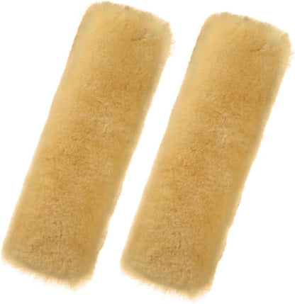 Andalus Brands 2 Pack Genuine Merino Wool Sheepskin Seat Belt Cover – Soft Shoulder Pad, Neck Cushion Protector – Authentic Car Accessories (Pearl)