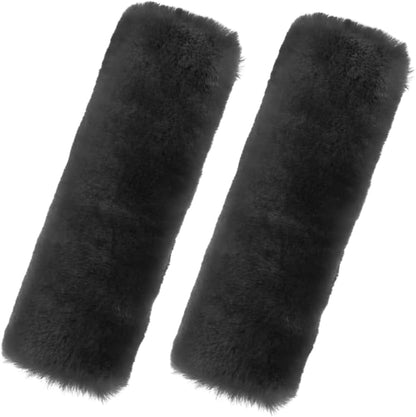 Andalus Brands 2 Pack Genuine Merino Wool Sheepskin Seat Belt Cover – Soft Shoulder Pad, Neck Cushion Protector – Authentic Car Accessories (Pearl)