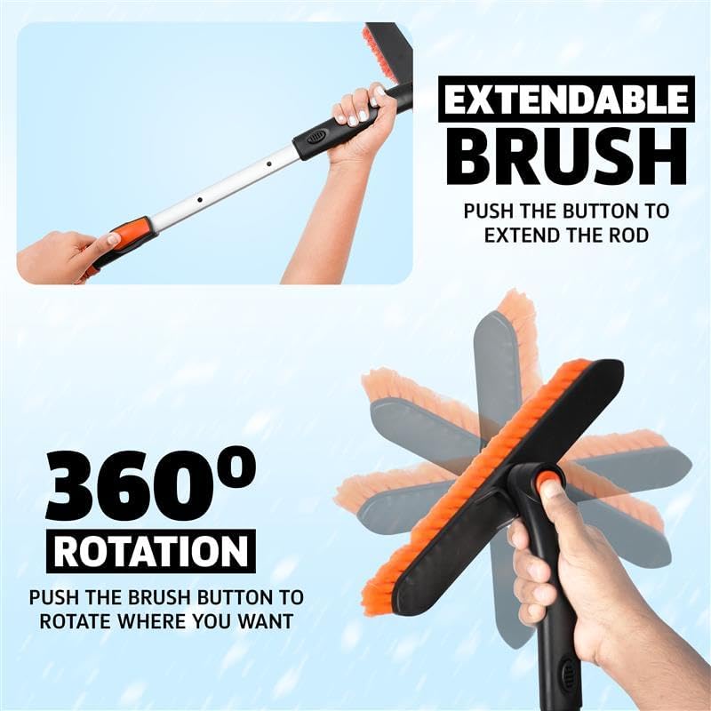 EcoNour 27" 3 in 1 Snow Brush with ice Scraper for car Windshield and Window | 360° Aluminum Rotatable Snow Brush for car | Winter Snow Removal Tools with Detachable Foam Grip | Winter Car Accessories