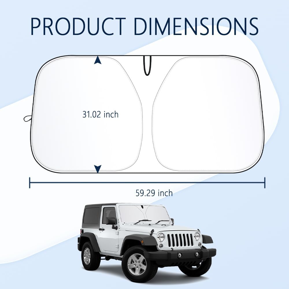300T Thickened Automotive Glass Sunshade and Comes with Storage Bag,Keep Car Interior Cool,Universal Windshield Sun Shade Fit for Cars,Trucks,SUVs (L: 57.08 * 31.5 inch)